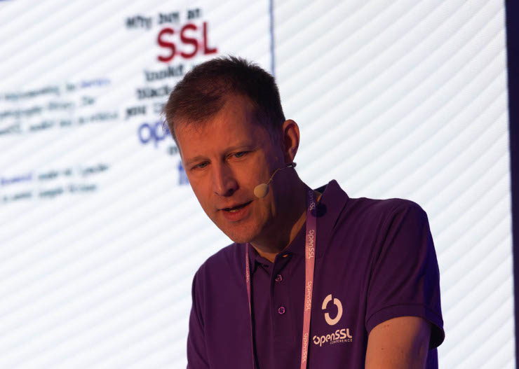 Matt Caswell presenting at the OpenSSL Conference 2025