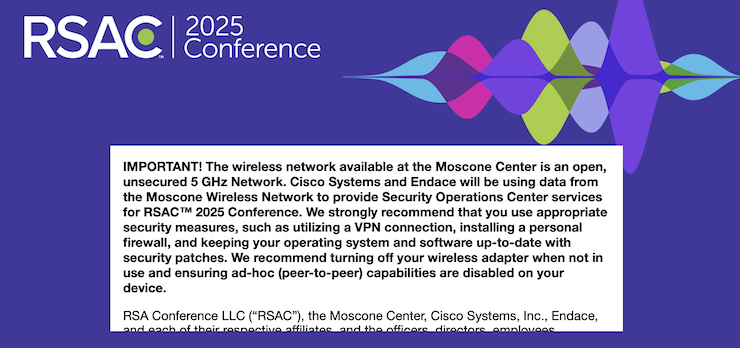 RSA Conference WiFi disclaimer